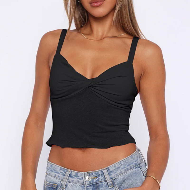 Women's Ruched Twist Front Cropped Camisole Top