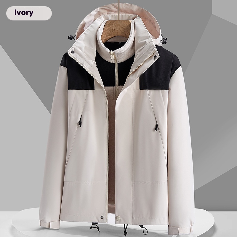 Unisex Hooded Colourblock Zip Jacket With Pockets