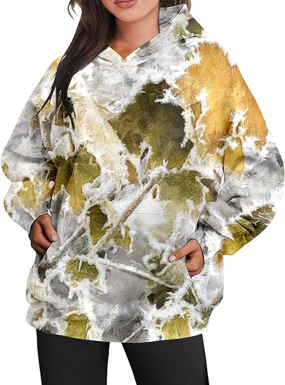 Women's Oversized Hooded Woodland Print Pullover