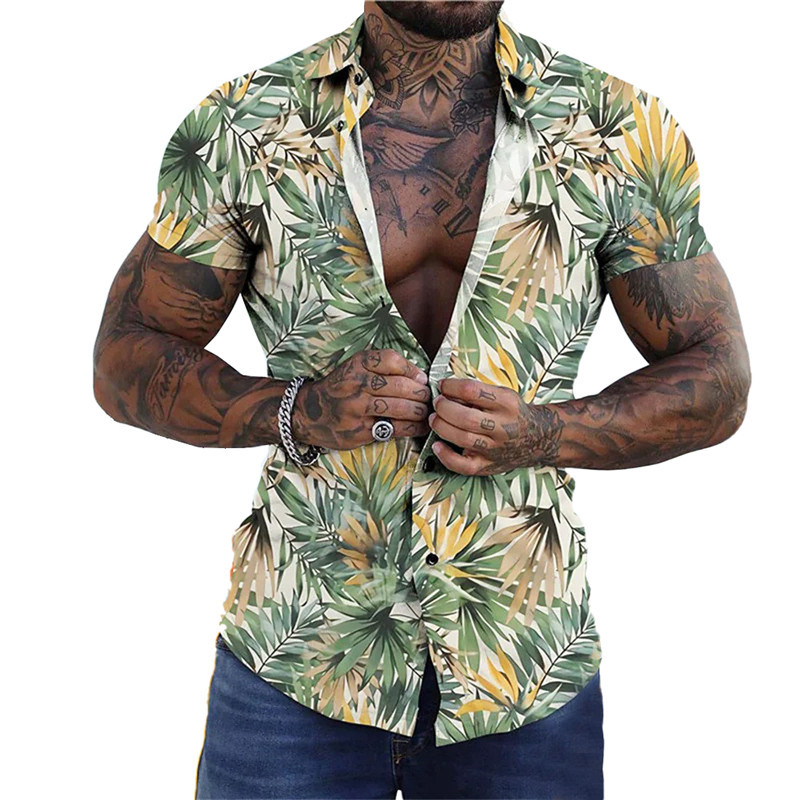 3d Personalized Printing T-shirt Summer Loose Short Sleeve Lapel Shirt Casual Streetwear C