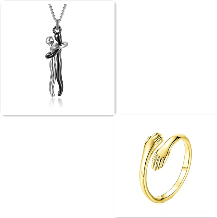 Unisex Interlocking Figure Pendant Necklace with Optional Ring Sets
