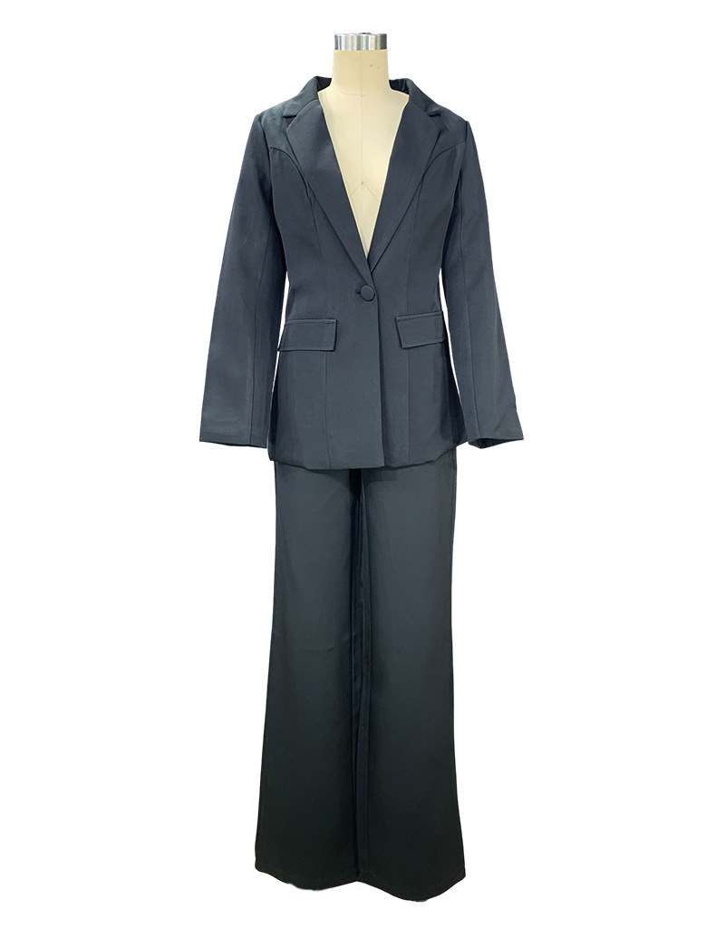 Women’s Tailored Two-Piece Suit Set with Lapels and Wide-Leg Trousers