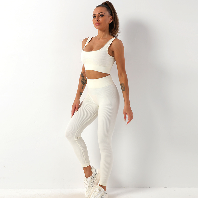 Women’s Ribbed Square Neck Crop Top and Leggings Set