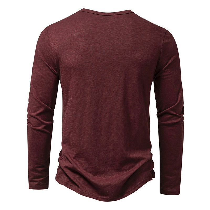 Men’s Long Sleeve Henley T-Shirt with Button Placket