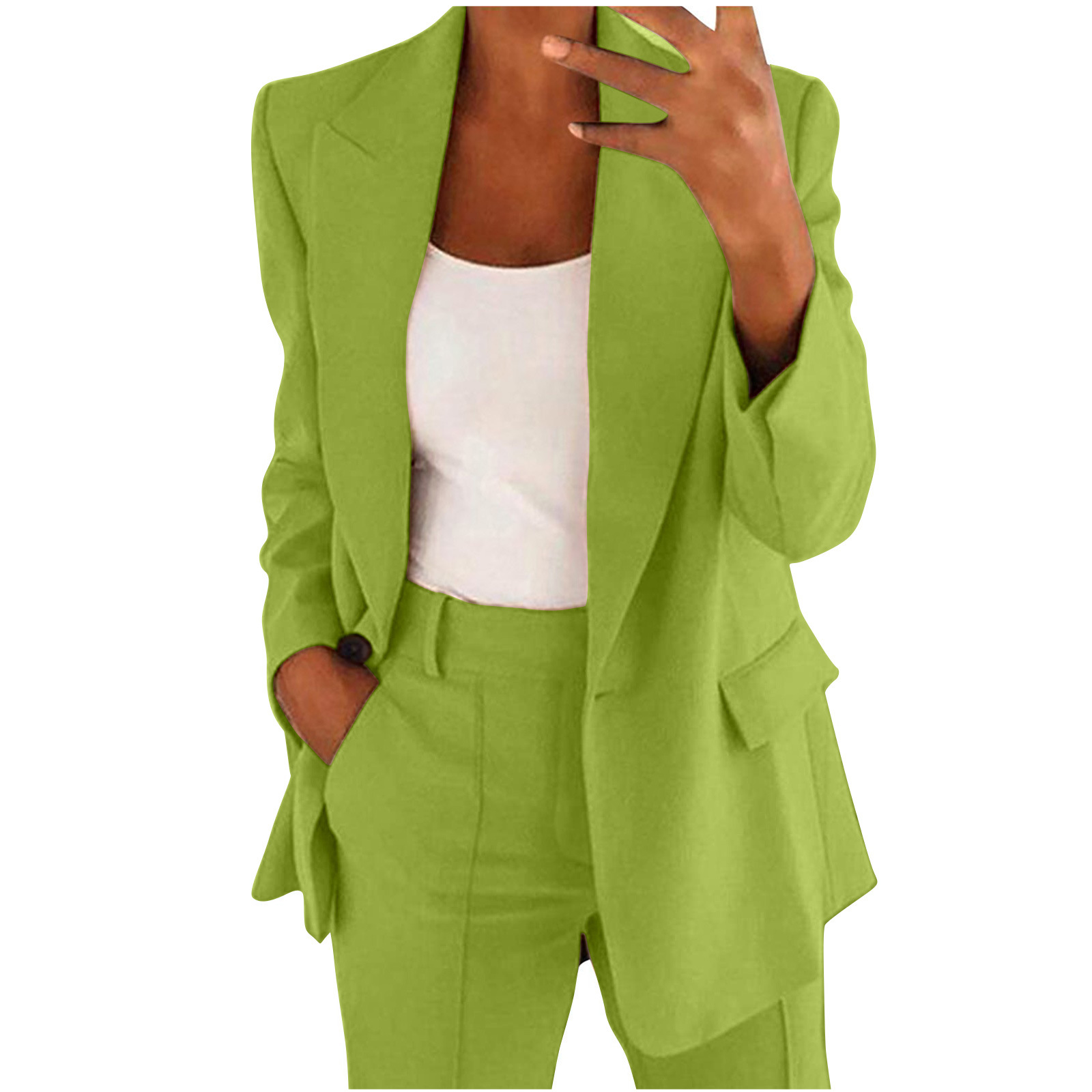 Women’s Tailored Two-Piece Suit Set with Lapels and Wide-Leg Trousers