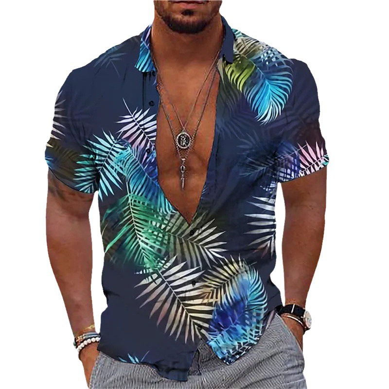3d Personalized Printing T-shirt Summer Loose Short Sleeve Lapel Shirt Casual Streetwear C