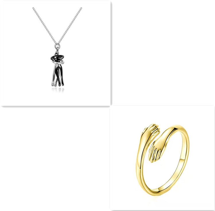 Unisex Interlocking Figure Pendant Necklace with Optional Ring Sets