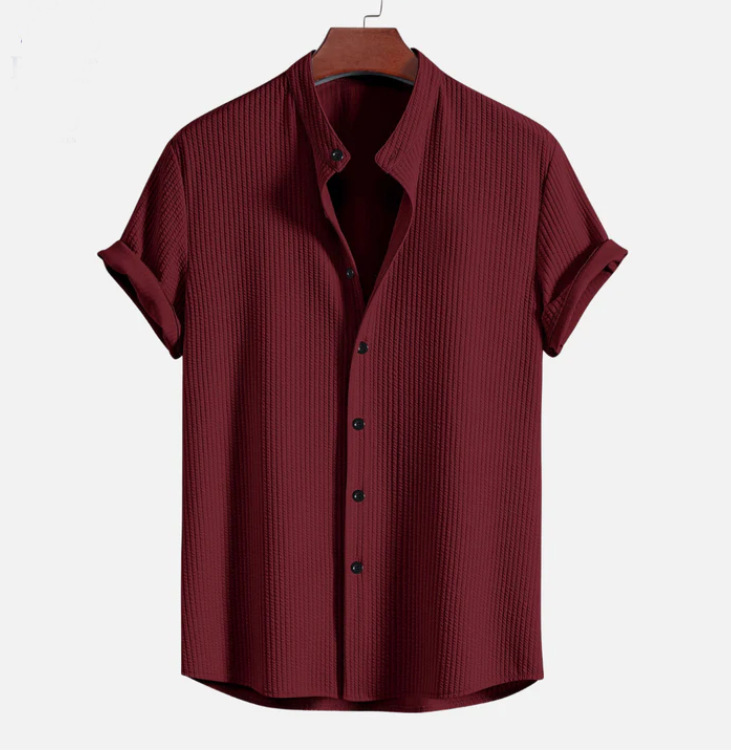 Men’s Ribbed Short Sleeve Button-Front Shirt