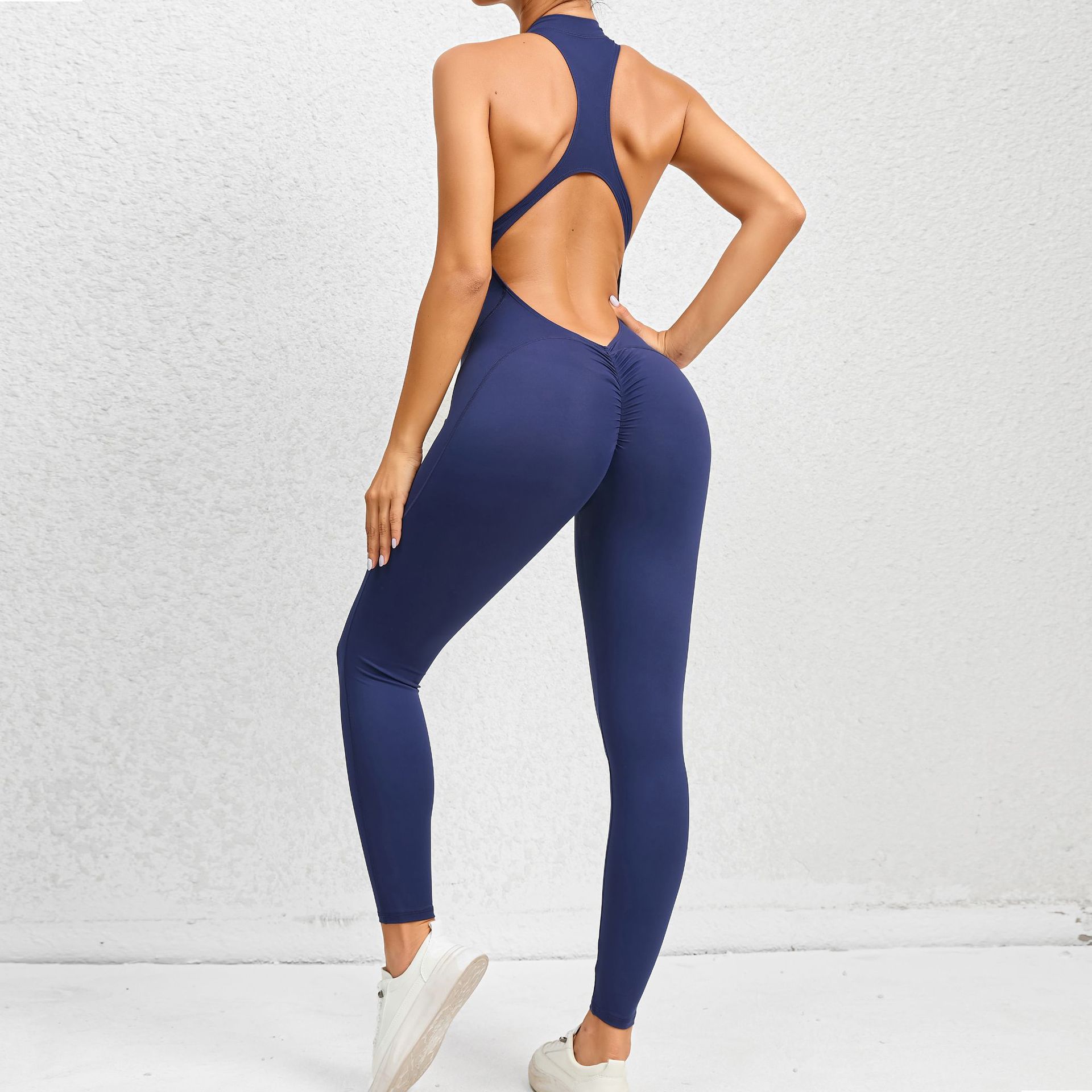Women's Sleeveless Zip Front Full-Length Sports Jumpsuit