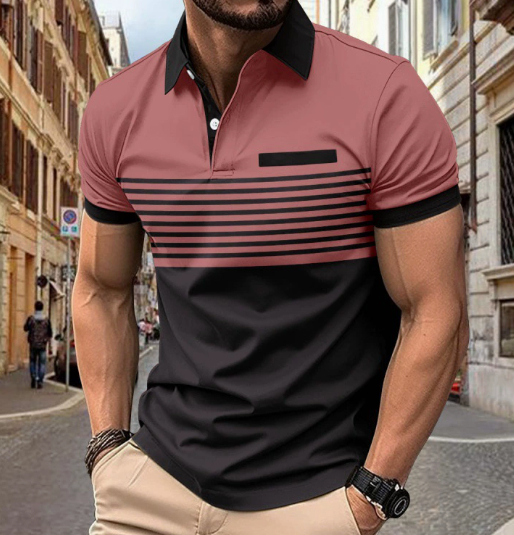 Casual Striped Shirt With Chest Pocket Men Clothing