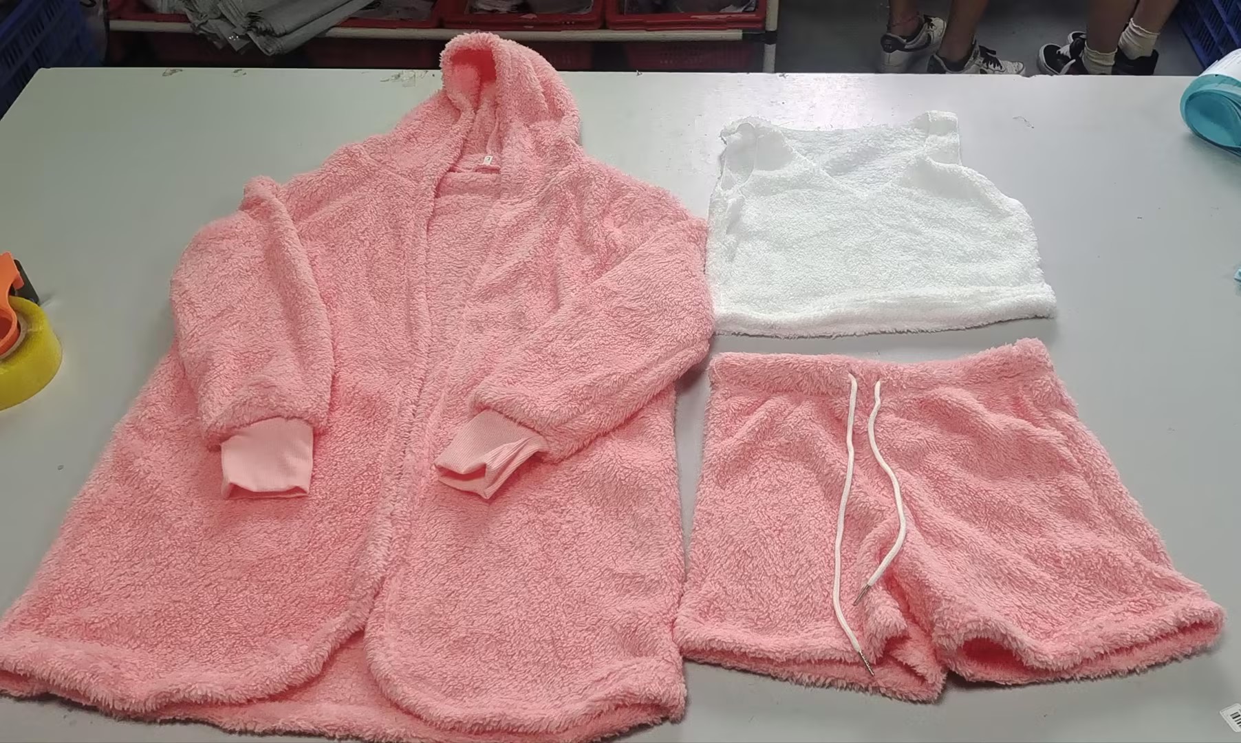 Women’s Three-Piece Textured Crop Vest, Shorts and Cardigan Set