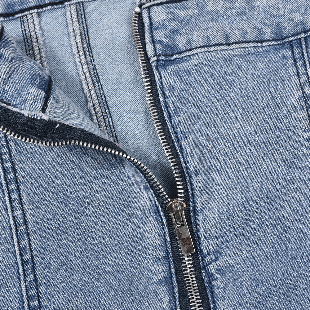 Women's Strapless Denim Mini Dress with Panel Seams