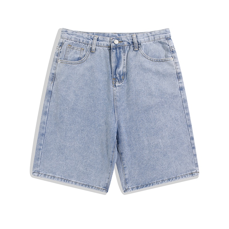 Men’s Denim Mid-Waist Straight-Leg Knee-Length Shorts