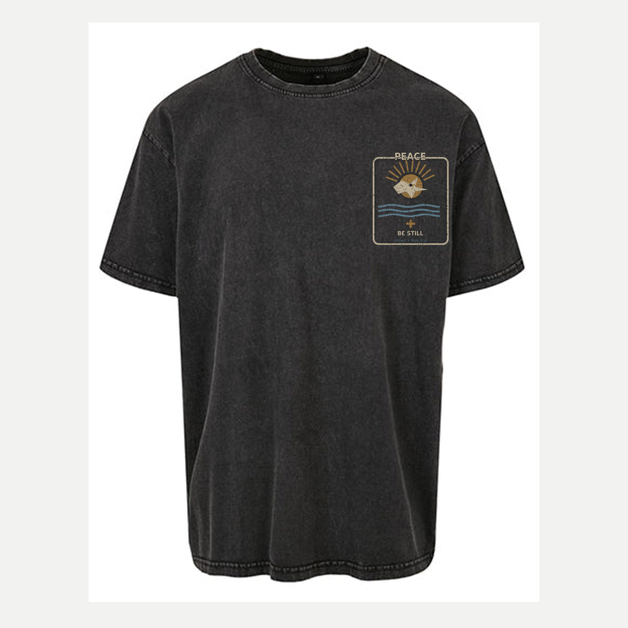 Still Waters Tee in acid-washed Black, full product photograph