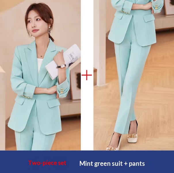 Women’s Tailored Two-Piece Suit Set with Lapels and Wide-Leg Trousers