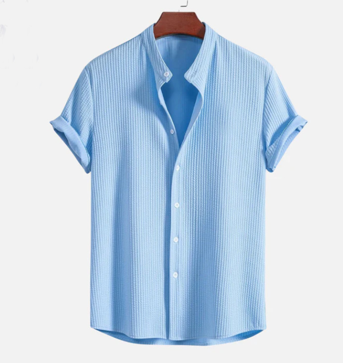 Men’s Ribbed Short Sleeve Button-Front Shirt
