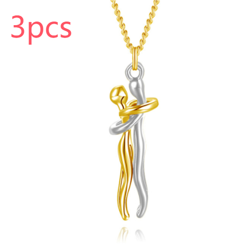 Unisex Interlocking Figure Pendant Necklace with Optional Ring Sets