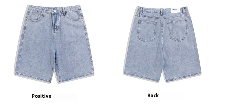 Men’s Denim Mid-Waist Straight-Leg Knee-Length Shorts