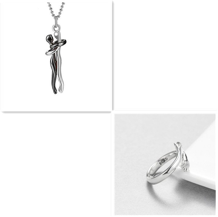 Unisex Interlocking Figure Pendant Necklace with Optional Ring Sets