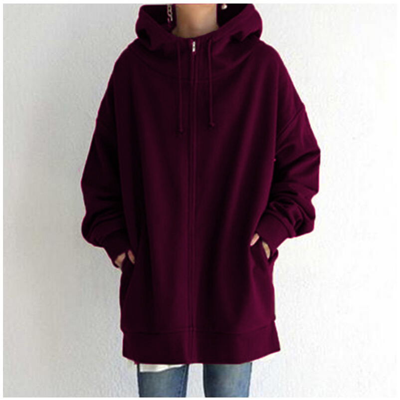Women's Fuzzy Hoodies Long Sport Pullover Hoodie Full-zip Hoodie Sweatshirt
