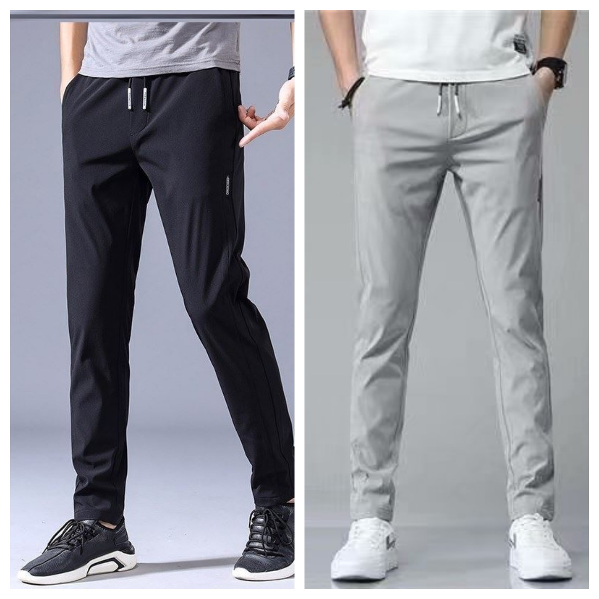 Men’s Straight Leg Drawstring Trousers With Side Pockets