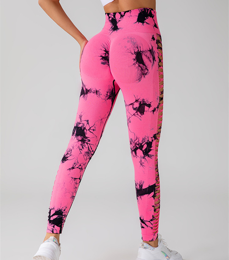 Women's High-Waisted Tie-Dye Lace-Up Side Leggings