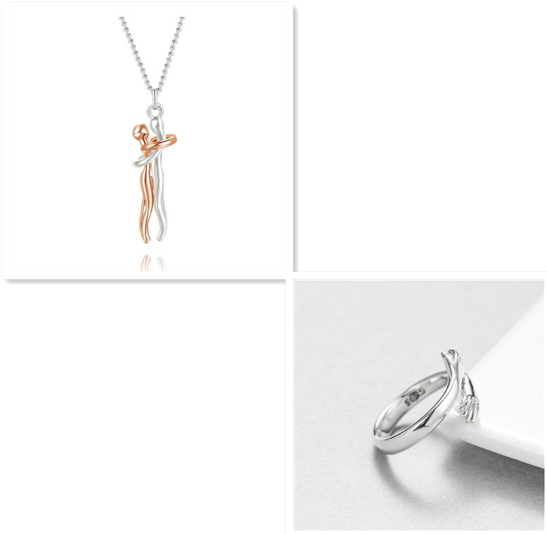 Love Hug Necklace Unisex Men Women Couple Jewelry Simple Temperament Clavicle Chain Valent