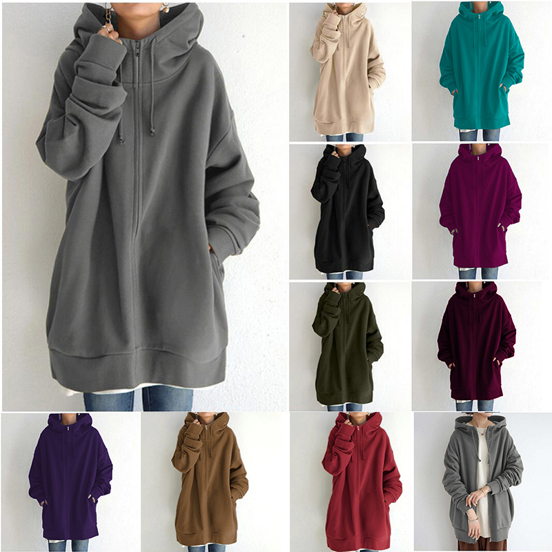 Women's Fuzzy Hoodies Long Sport Pullover Hoodie Full-zip Hoodie Sweatshirt