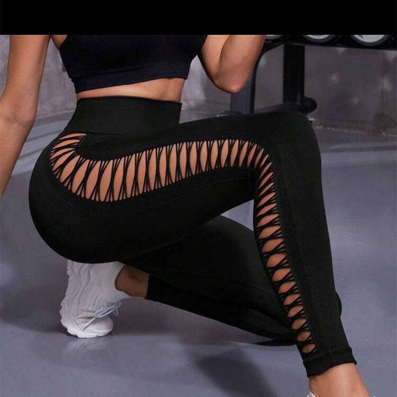 Women's High-Waisted Tie-Dye Lace-Up Side Leggings