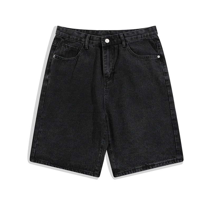 Men’s Denim Mid-Waist Straight-Leg Knee-Length Shorts