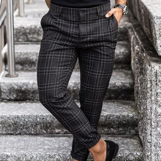 Men’s Plaid Tapered Pocket Trousers