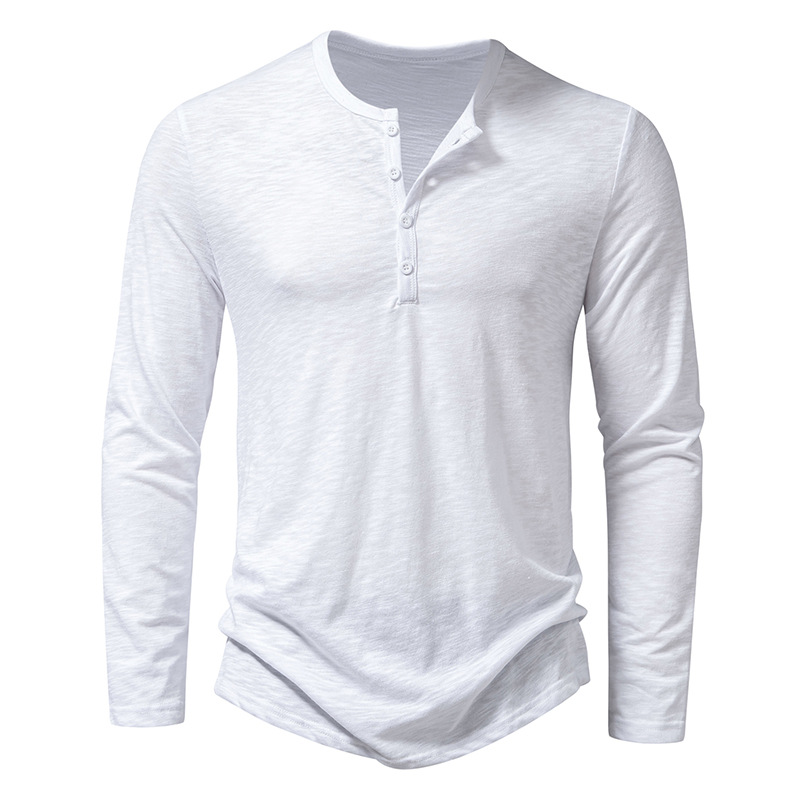 Men’s Long Sleeve Henley T-Shirt with Button Placket