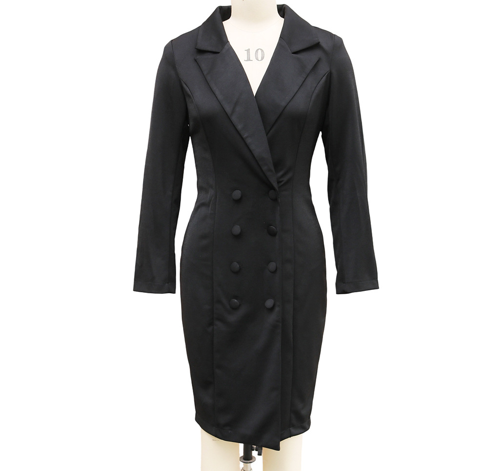 Women’s Double-Breasted Lapel Midi Blazer Dress