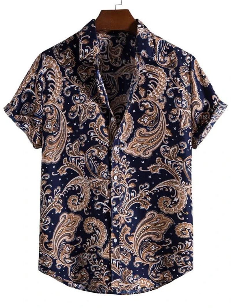 Men's Short Sleeve Button Front Patterned Shirt