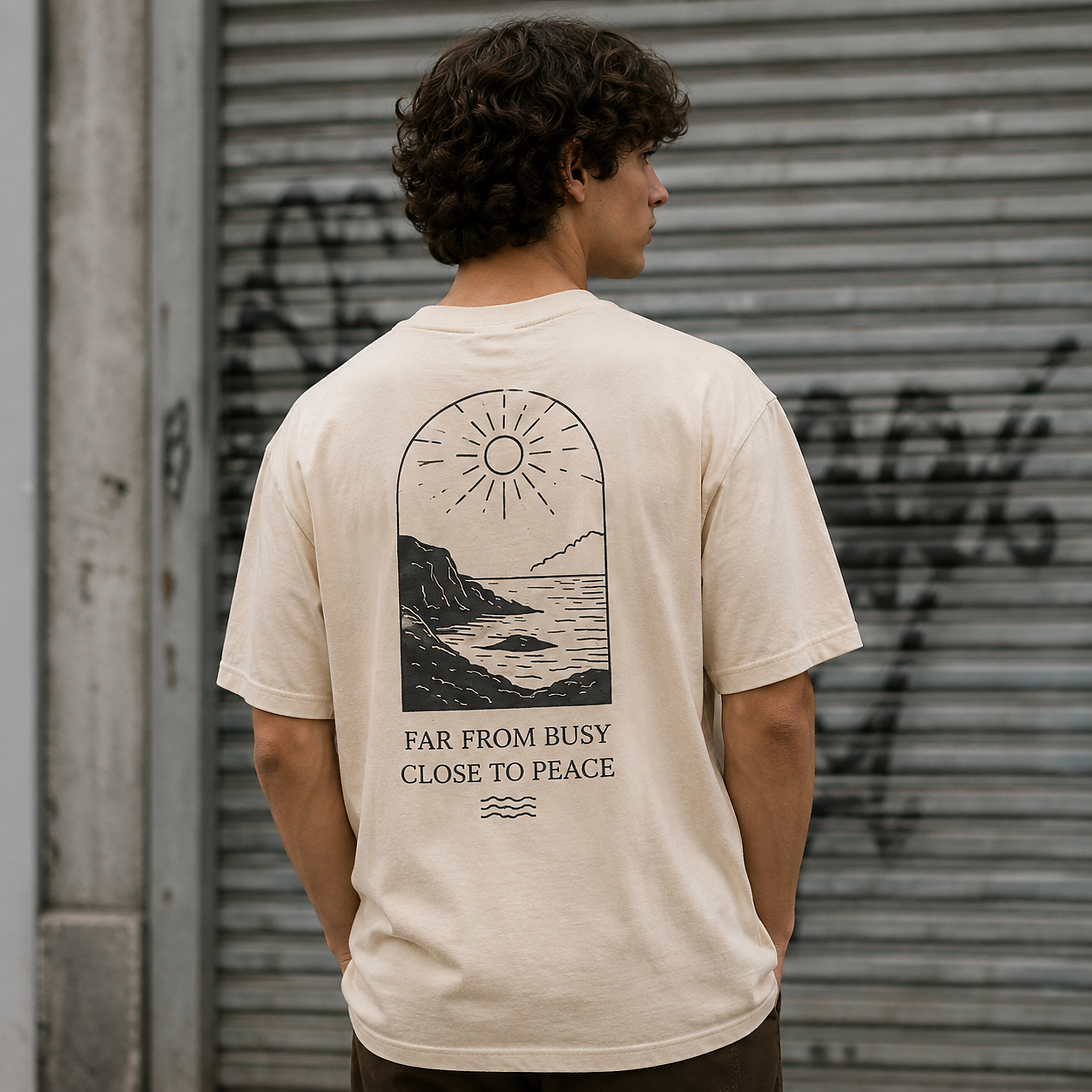 Coastline Escape Tee Natural model photo