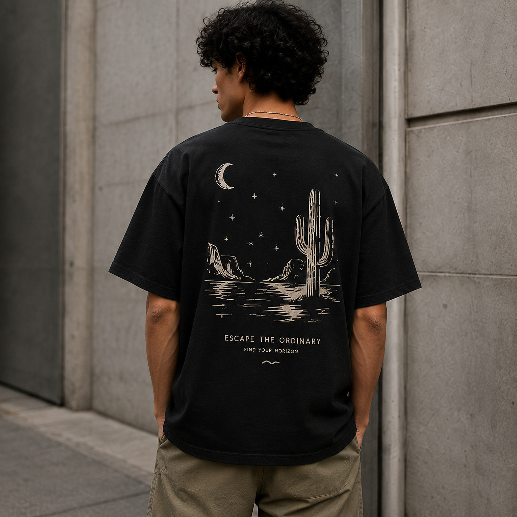 Far Away Days Tee Black model photo