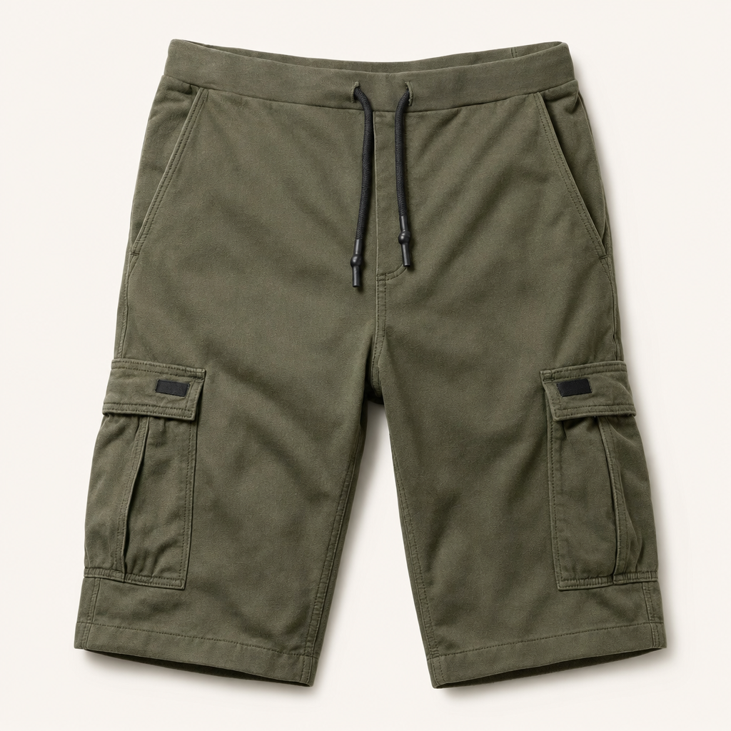 Men’s Drawstring Cargo Shorts with Utility Pockets in Colour: Green