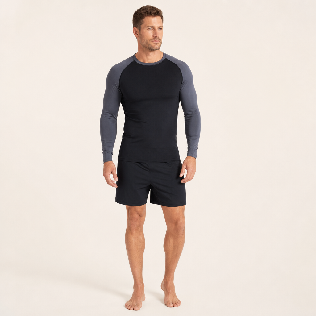 Men’s Long Sleeve Contrast Panel Quick-Drying Sports Top