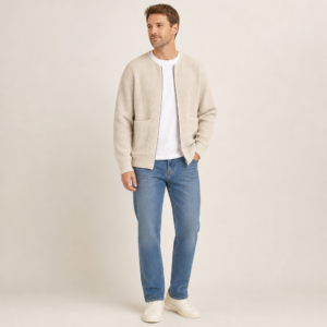 Men’s Ribbed Knit Zip-Front Cardigan