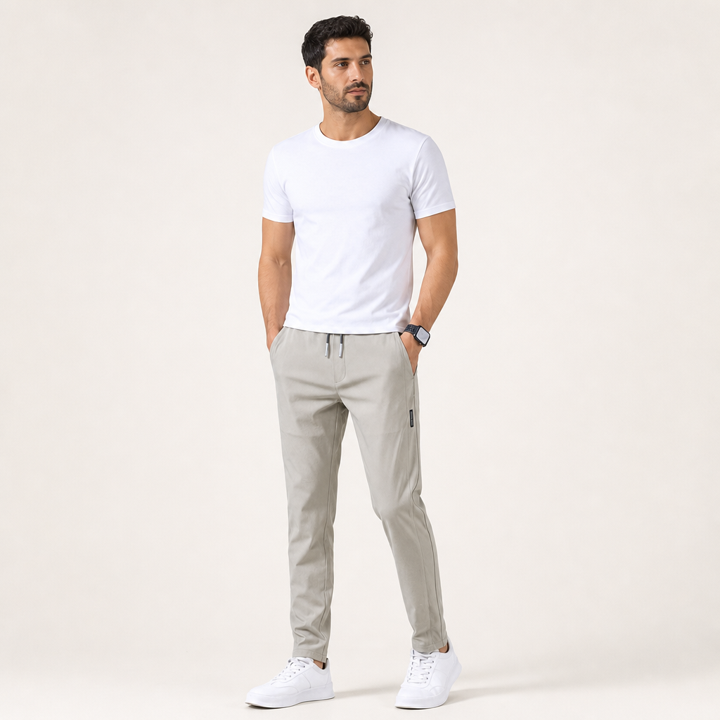 Men’s Straight Leg Drawstring Trousers With Side Pockets