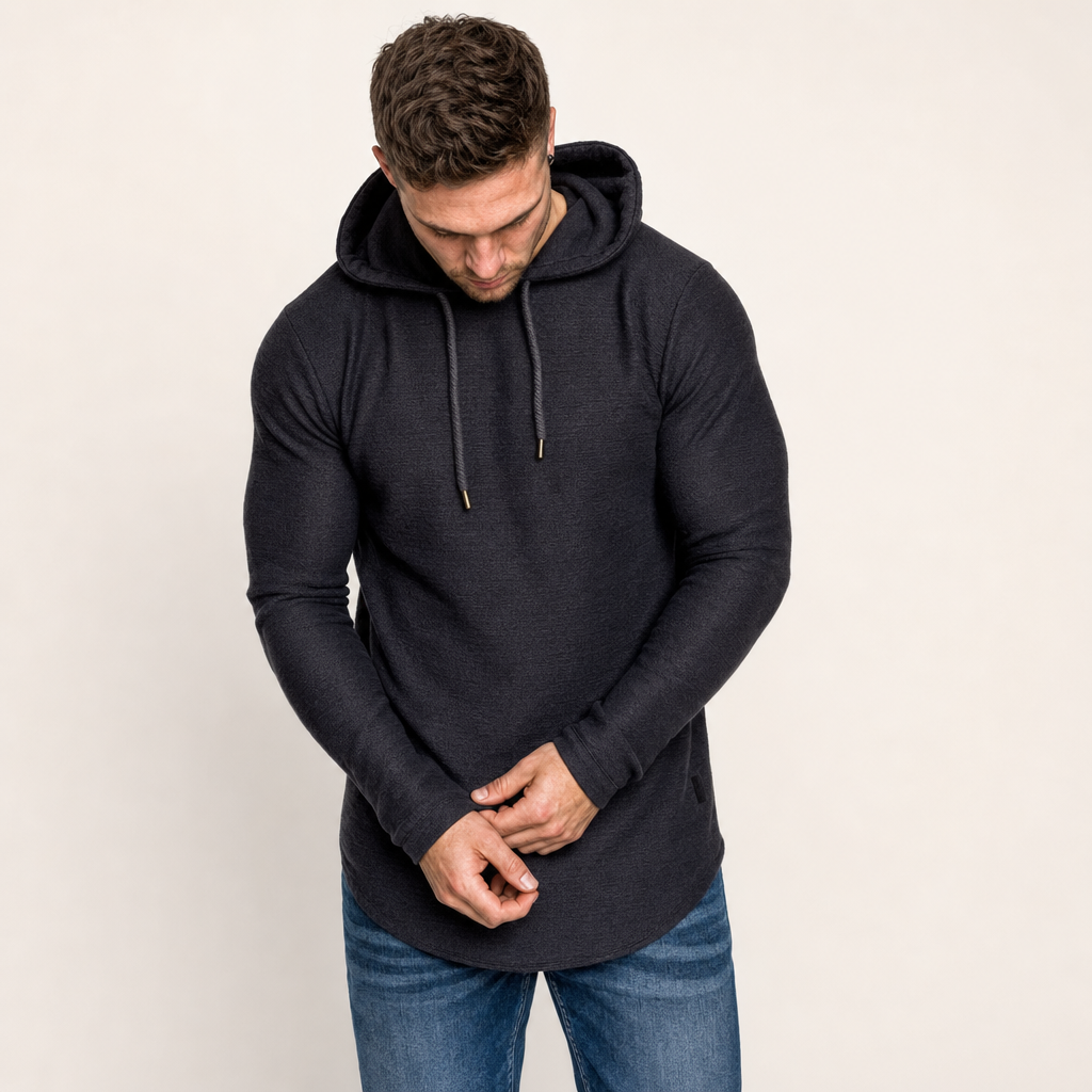 Men’s Textured Slim Fit Pullover Hoodie