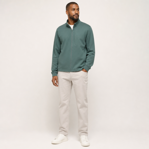 Men’s Textured Zip-Front Stand Collar Jacket