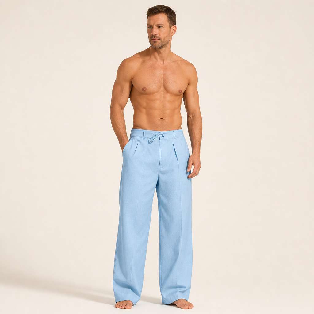 Men’s Wide-Leg Drawstring Trousers with Side Pockets