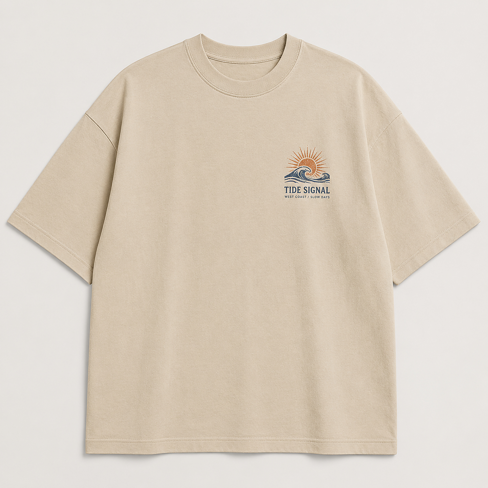 Tide Signal Tee in Sand, full front product photo