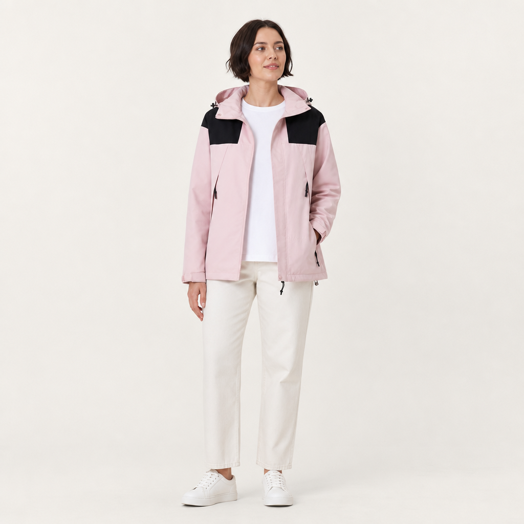 Unisex Hooded Colourblock Zip Jacket With Pockets