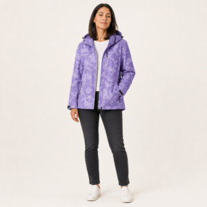 Unisex Hooded Hexagon Print Zip-Up Windbreaker Jacket