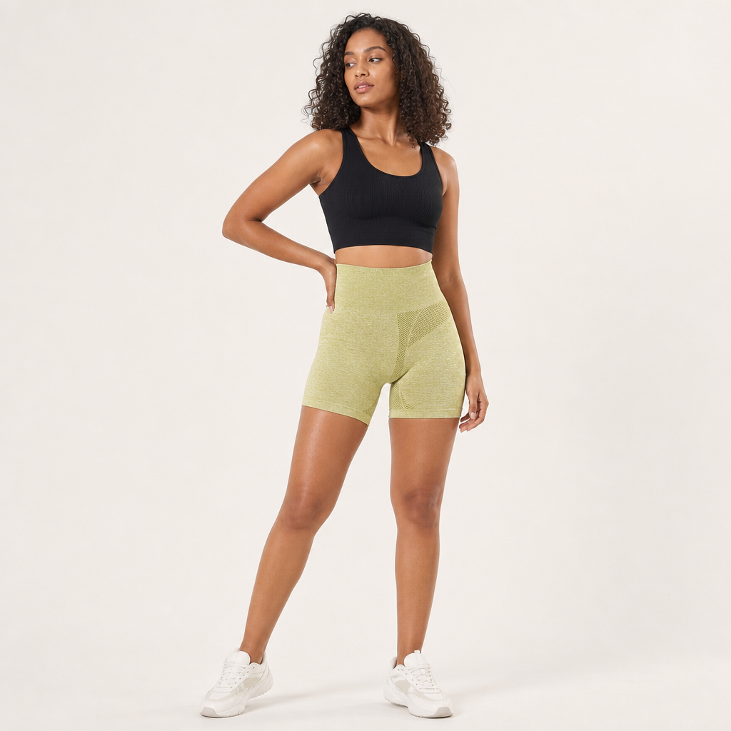 Women’s High Waist Seamless Textured Gym Shorts