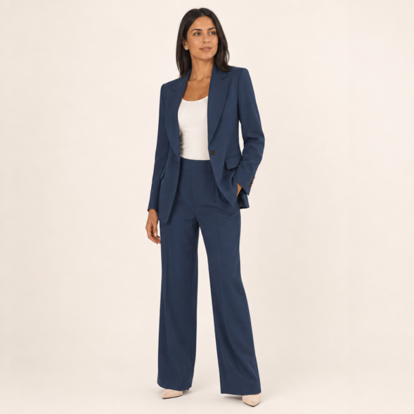 Women’s One-Button Lapel Blazer and Trousers Suit Set