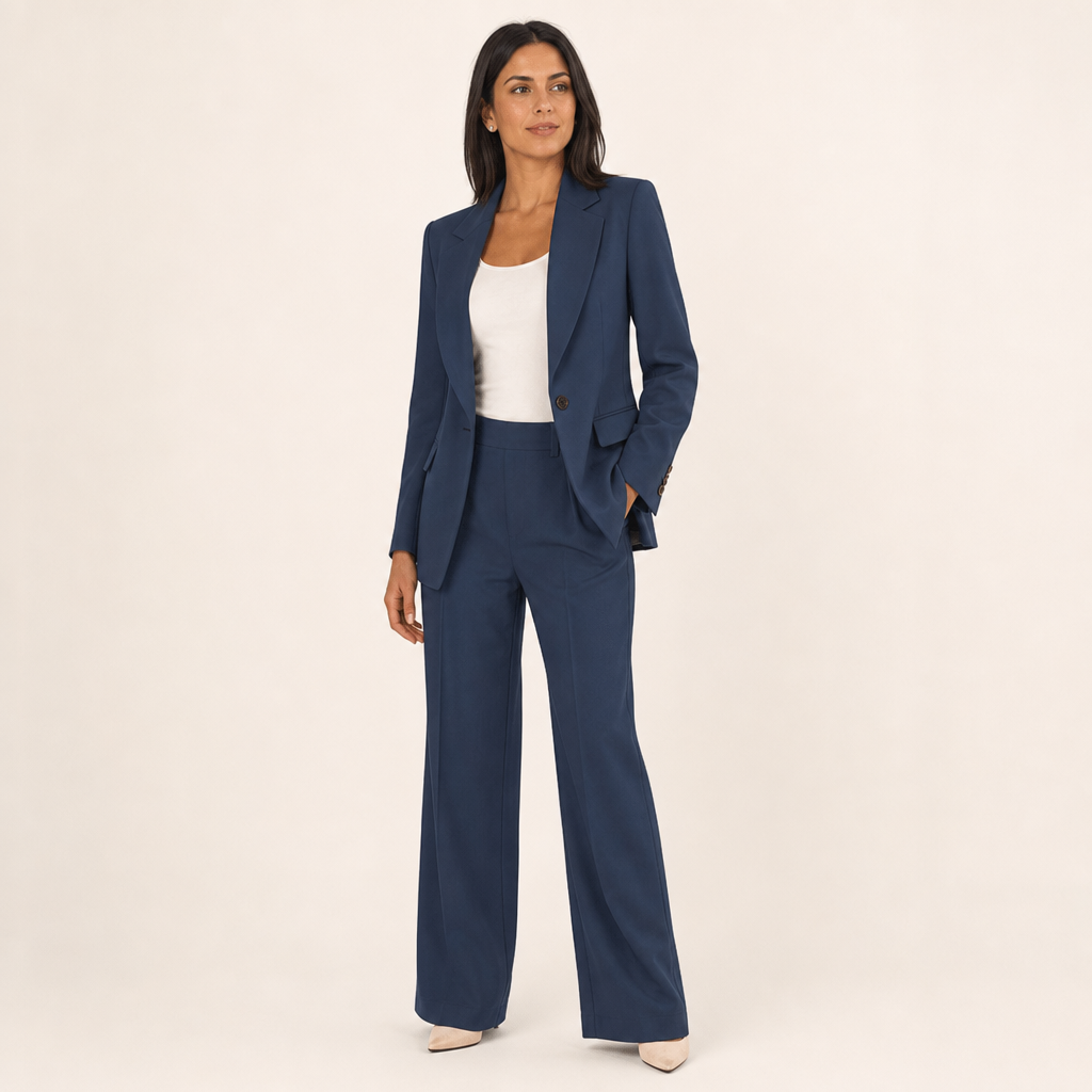 Women’s One-Button Lapel Blazer and Trousers Suit Set
