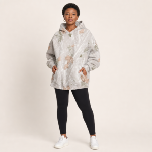 Women’s Oversized Hooded Woodland Print Pullover